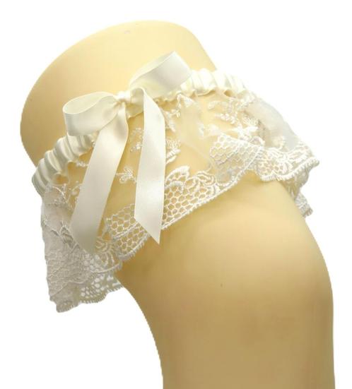 Zeer mooie kousenband crème met satijnen kant., Sieraden, Tassen en Uiterlijk, Overige Accessoires, Nieuw, Ophalen of Verzenden