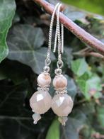 Oorbellen Crazy Sand kristalglas facet-agaat zilver, Sieraden, Tassen en Uiterlijk, Oorbellen, Ophalen, Hangers, Bruin, Met edelsteen