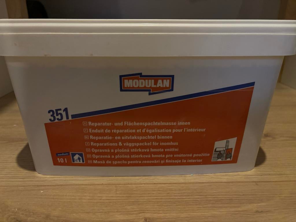 MODULAN 351 Plamuur 10L - Reparatie- en uitvlakspachtel, Ophalen of Verzenden, Nieuw, Overige typen