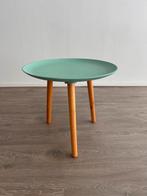 Mintgroen tafeltje met houten poten, Huis en Inrichting, Tafels | Bijzettafels, Minder dan 55 cm, Gebruikt, Rond, Hout