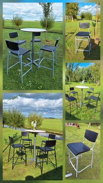 9 Stapelbare barkrukken/barstoelen (zwart/grijs) beschikbaar voor biedingen
