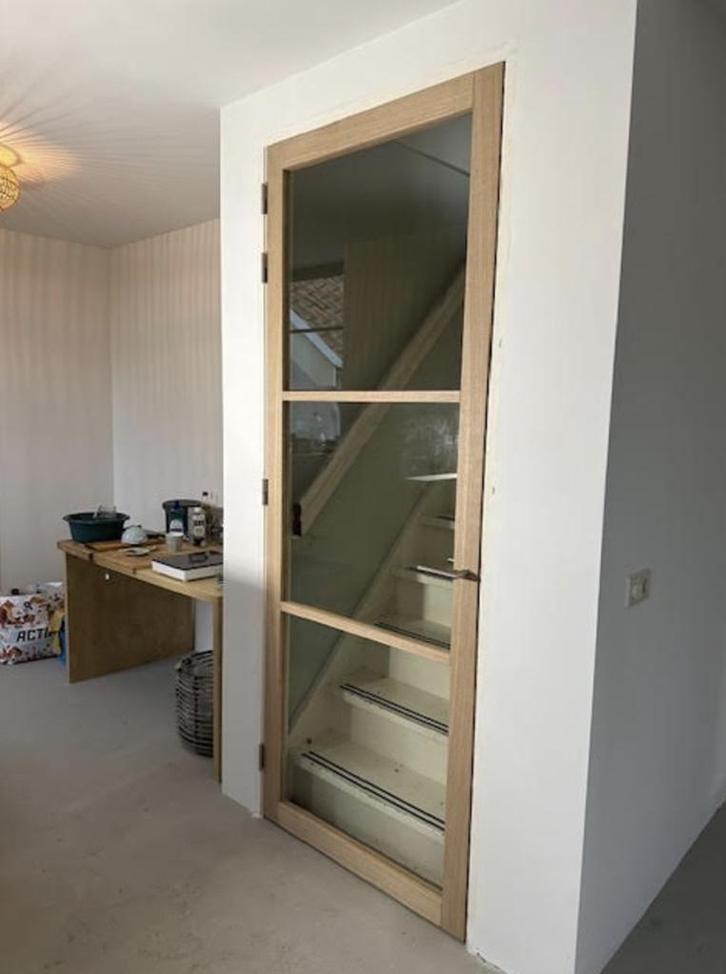 Eiken binnendeur met glas stomp | schuifdeur | loftdeur, Doe-het-zelf en Verbouw, Deuren en Horren, Nieuw, Binnendeur, 200 tot 215 cm