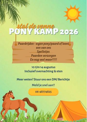 Ponykamp 2026 in deurne! beschikbaar voor biedingen