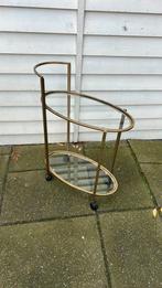 Serveerwagen vintage metaal met glas, Huis en Inrichting, Ophalen, Zo goed als nieuw