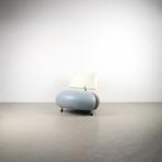 1x Leolux Pallone Fauteuil Blauw/Antraciet/Wit Leer – Chroom, Niet ingevuld, 100 tot 125 cm, Niet ingevuld, Leer