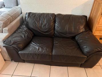 Leren bankstel 2- en 3-zits, chocoladebruin beschikbaar voor biedingen