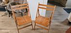 Vintage jaren 70. 2 houten klapstoelen., Huis en Inrichting, Stoelen, Ophalen, Gebruikt, Twee, Bruin