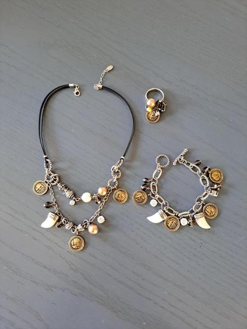 NIEUW sieradenset Fossil (ketting, armband en ring), Sieraden, Tassen en Uiterlijk, Kettingen, Zo goed als nieuw, Overige materialen