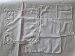 Zakdoekjes met kant wit set van 3 versch. brocante, Antiek en Kunst, Ophalen