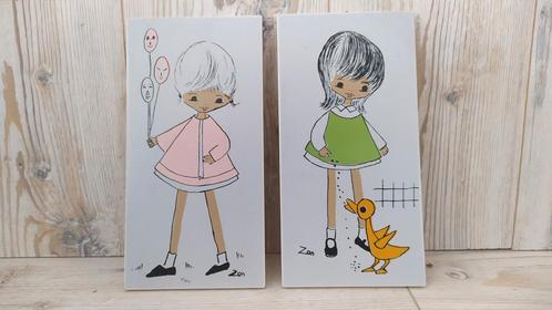Vintage tegeltjes decoratie jaren 60 ontwerp Zon Geel, Kinderen en Baby's, Kinderkamer | Inrichting en Decoratie, Gebruikt, Ophalen of Verzenden