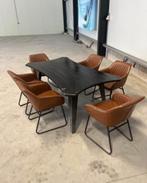 Eettafel met stoelen, Huis en Inrichting, Tafels | Eettafels, Overige materialen, Gebruikt, Zwart, Vijf personen of meer