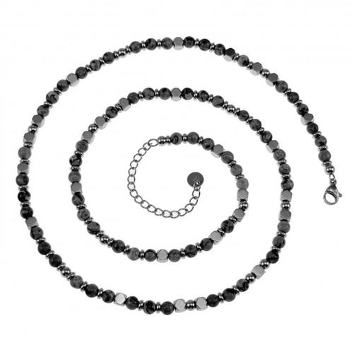 57cm tot 62cm Larvikiet Kralenketting Heren Verstelbaar RVS, Sieraden, Tassen en Uiterlijk, Kettingen, Nieuw, Overige materialen