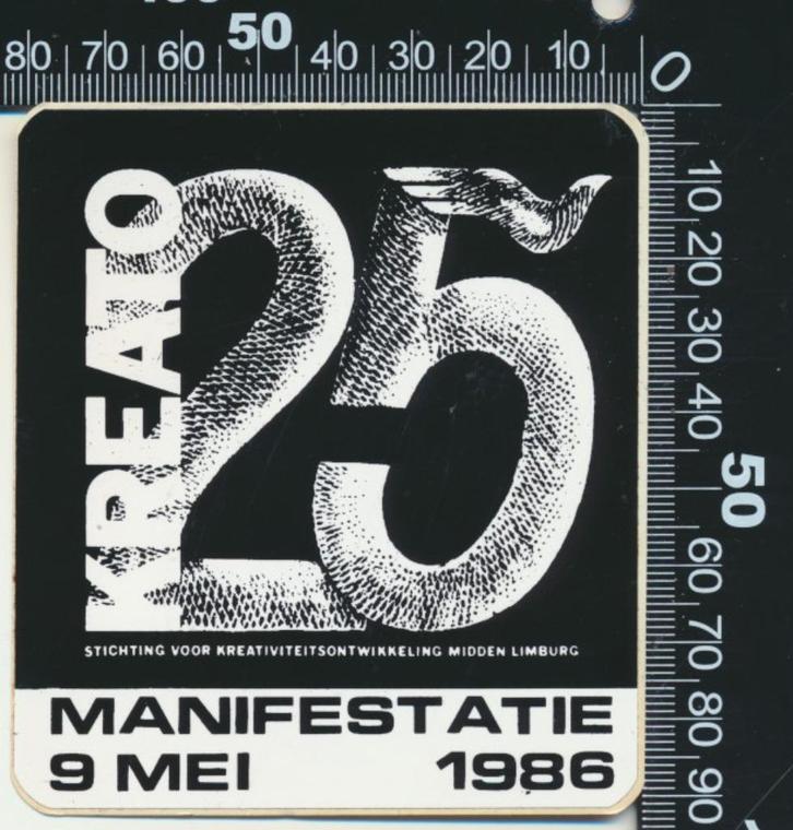 Sticker: Kreato Manifestatie 1986, Verzamelen, Stickers, Zo goed als nieuw, Bedrijf of Vereniging, Ophalen of Verzenden