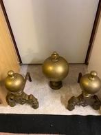 Antiek groot koper haardstel en een ridder van edel staal, Antiek en Kunst, Ophalen