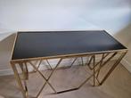 side table zwart goud, Huis en Inrichting, Tafels | Sidetables, Ophalen, 100 tot 150 cm, Zo goed als nieuw, Glas