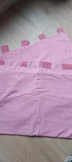 2 gordijnen 220 x 140, roze met rode lussen. Nostalgie, Ophalen of Verzenden, 100 tot 150 cm, 200 cm of meer