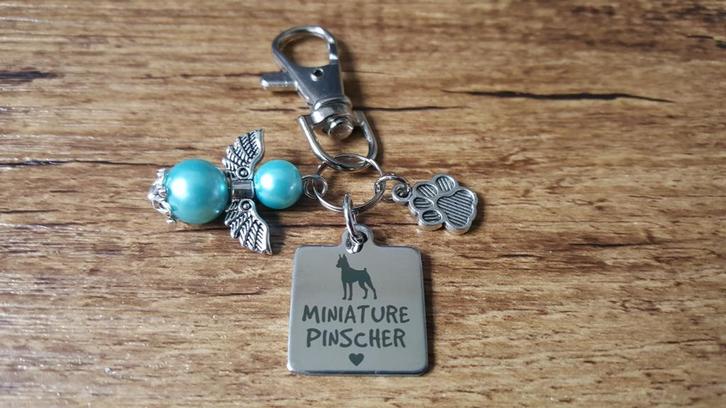 Hanger Dwergpinscher RVS met beschermengeltje, Hobby en Vrije tijd, Kralen en Sieraden maken, Nieuw, Hanger, Verzenden