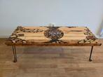 Unieke Houten Epoxy Salontafel met Afbeelding, Uniek, 100 tot 150 cm, Kunststof, Zo goed als nieuw