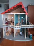 D-11 Poppenhuis, 3 etage’s, ingericht meubels en popjes., Kinderen en Baby's, Speelgoed | Poppenhuizen, Ophalen, Gebruikt, Poppenhuis