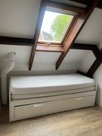 Bed met 2 lades/2 matrassen wit, Ophalen, Wit, Tweepersoons, 200 cm