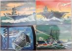 Schepen; Marineschepen, verzameling 4 ansichtkaarten, Verzamelen, Scheepvaart, Motorboot, Zo goed als nieuw, Kaart, Foto of Prent