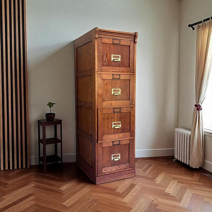 Vintage eikenhouten notariskast | archiefkast | ladekast, Antiek en Kunst, Antiek | Meubels | Kasten, Ophalen
