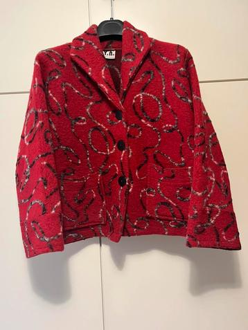 Kort rood wollen jasje/blazer L/XL beschikbaar voor biedingen