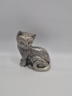 Tinnen Poes Kat Beeldje, Verzamelen, Beelden en Beeldjes, Ophalen of Verzenden, Gebruikt, Dier