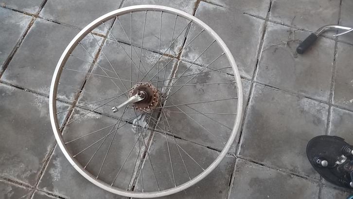 Voorwiel met trommelrem, Van Schothorst - roestvrij staal, Fietsen en Brommers, Fietsonderdelen, Gebruikt, Algemeen, Wiel, Ophalen