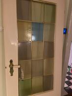 Opdekdeur linksdraaiend met glas in lood - 83x203 cm, Ophalen, Gebruikt, 80 tot 100 cm, Binnendeur