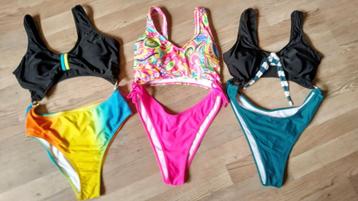 3 unieke monokini's maat S/M 36/38 beschikbaar voor biedingen