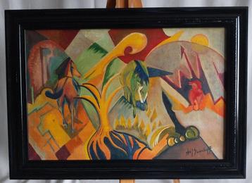 Abstract schilderij - Paard - Ezel - Vogel - 1960 beschikbaar voor biedingen