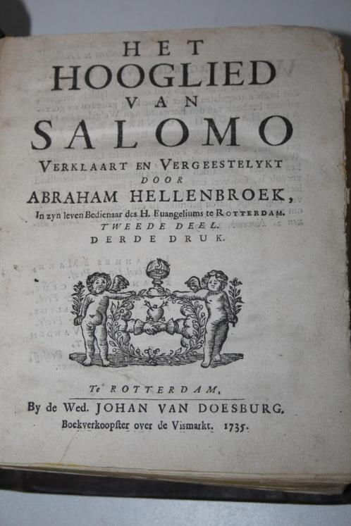 Abraham Hellenbroek - Hooglied, tweede deel (1735, leer), Antiek en Kunst, Antiek | Boeken en Bijbels, Ophalen of Verzenden
