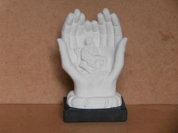 Pieta Maria met Jozef handvol Jezus beeldje marmeren sokkel beschikbaar voor biedingen