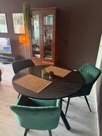 Ronde zwarte eettafel (marmer look), Ophalen, Zo goed als nieuw, Rond, 100 tot 150 cm