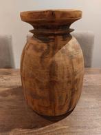 Houten Nepalese pot stoer en sober, Huis en Inrichting, Woonaccessoires | Vazen, Ophalen of Verzenden, Gebruikt, Overige kleuren