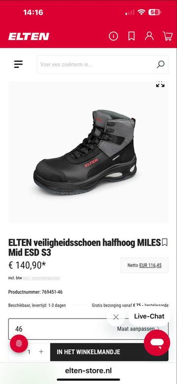 Elten MILES Mid ESD S3 Werkschoenen - Maat 43 - Nieuw beschikbaar voor biedingen