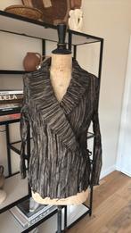 Ancoyo zijden olijfgroene overslag blouse nieuw maat 44, Overige kleuren, Maat 42/44 (L), Nieuw, Ophalen of Verzenden