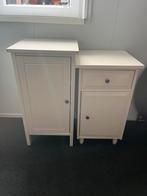 2 witte houten nachtkastjes, Ophalen, Gebruikt, Hout, Minder dan 45 cm