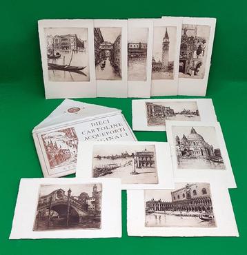 Diecie Cartoline Acqueforti Originali di Venezia. Etskaarten beschikbaar voor biedingen