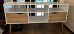 TV meubel Delta wit/eikenkleur, Ophalen, 100 tot 150 cm, Zo goed als nieuw, Minder dan 100 cm