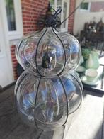 Prachtige vintage glazen lamp in metalen houder 50x33cm, Huis en Inrichting, Ophalen, Gebruikt, Glas, 50 tot 75 cm