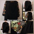 Mooie blazer met doorschijnende mouwen en geborduurde bloem, Overige typen, Zwart, Maat 46/48 (XL) of groter, Ophalen of Verzenden