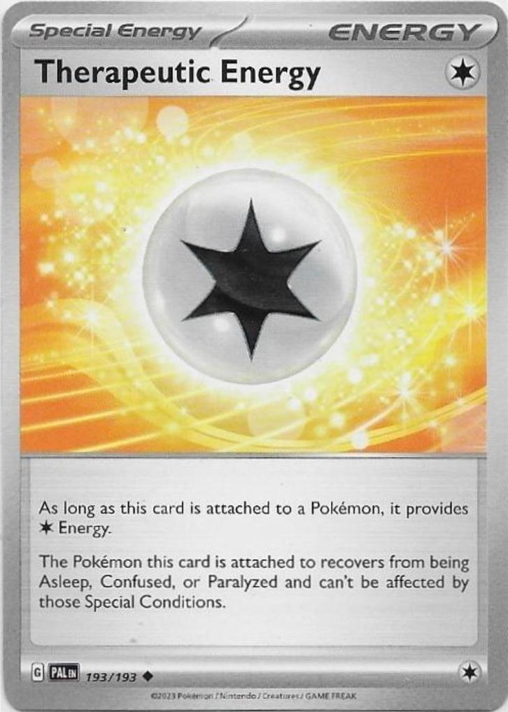 Paldea Evolved,  Therapeutic Energy [uncommon] 193/193, Hobby en Vrije tijd, Verzamelkaartspellen | Pokémon, Nieuw, Losse kaart