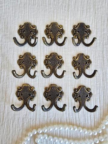 Set van 9 messing haken, Setprijs (9)€ 22,50 beschikbaar voor biedingen