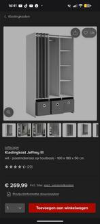Kledingkast Jeffrey III - Wit - 100x180x50cm, Huis en Inrichting, Overige materialen, Nieuw, Met hangruimte, Modern