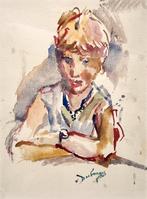 520. Aquarel, E.B. van Dulmen Krumpelman - portret, ca. 1950, Ophalen of Verzenden