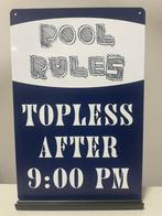 Pool rules metalen tekstbord / wandbord (Old Look), Www.pand50.nl, Nieuw, Ophalen of Verzenden, Info@pand50.nl