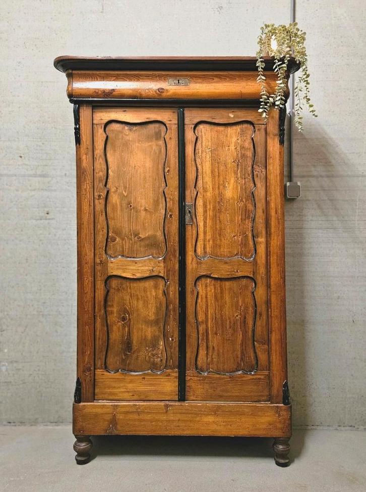 Antieke brocante Biedermeier meidenkast vintage linnenkast, Antiek en Kunst, Curiosa en Brocante, Ophalen of Verzenden
