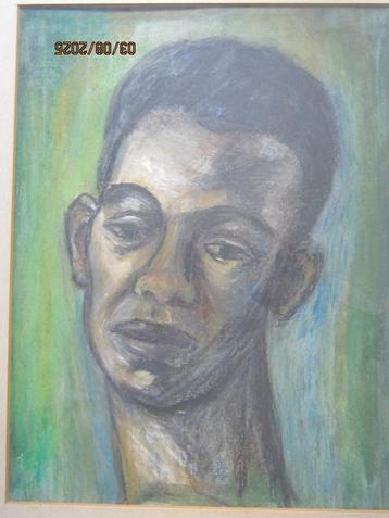 Mooi portret schilderij in aquarel in mooie lijst beschikbaar voor biedingen
